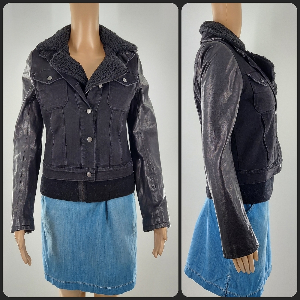 Current/Elliott Leather & Shearling Jacket 0